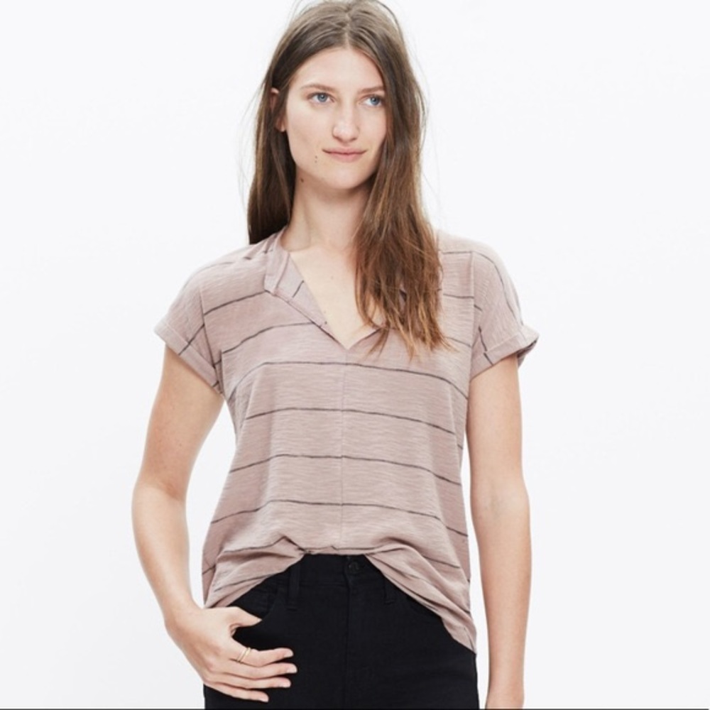 Madewell Turntable split neck tee in dusty rose